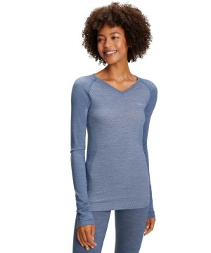 Koszula Z Długim Rękawem Falke Long sleeve shirt Wool-Tech Light Damskie Niebieskie | PIJTUW-596