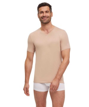 Koszula Z Krótkim Rękawem Falke T-Shirt V-neck Daily Climate Control Męskie Brązowe | TSUNBA-984