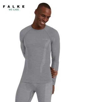 Long Sleeve T-Shirts Falke Long sleeve shirt Wool-Tech Męskie Szare | UIRVAO-875